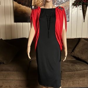 New Leaf California By Samir • Vtg • Large • Black/Red • Elegant • Beaded •Dress